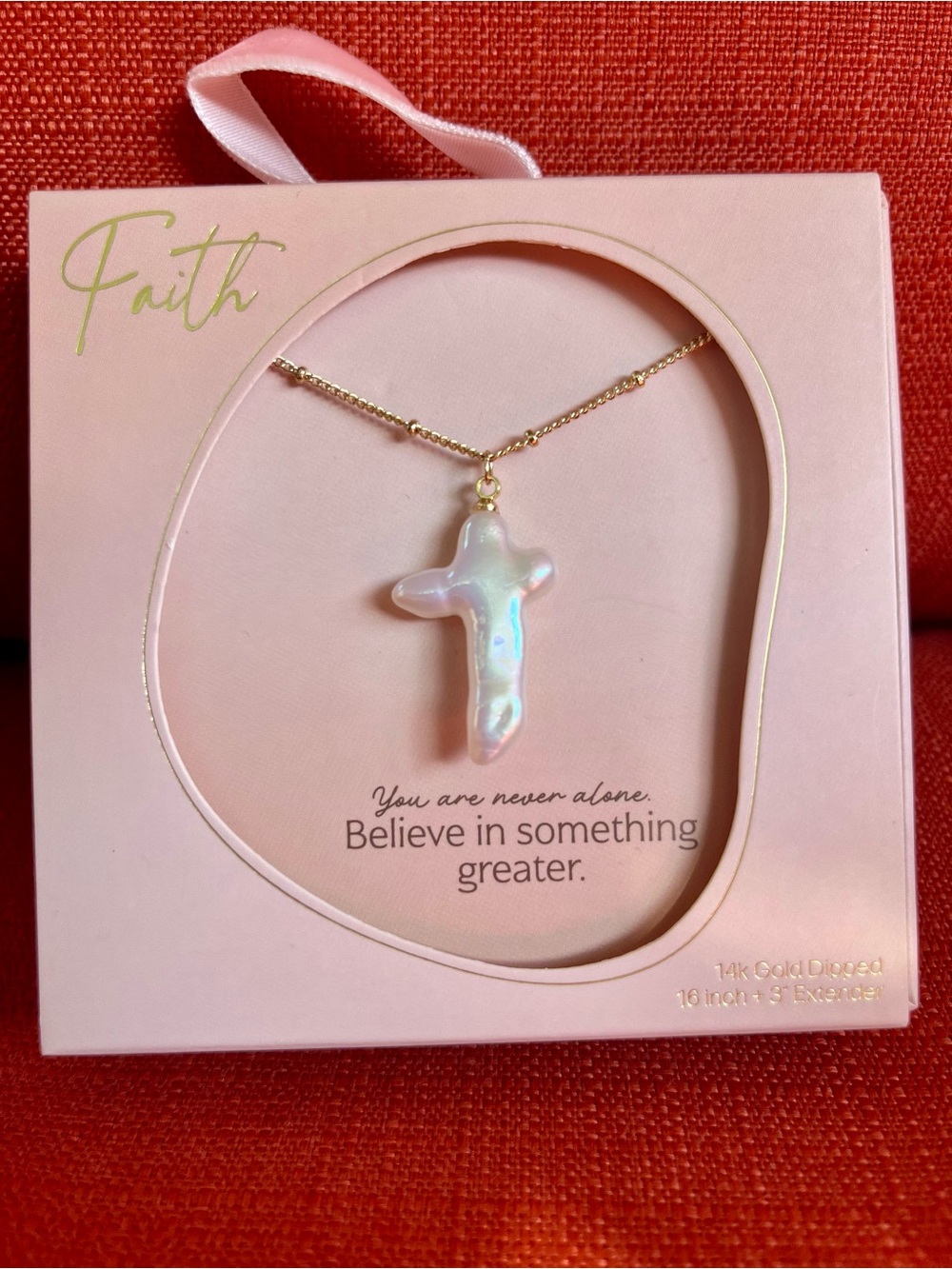 NWT 14K Gold Dipped Pearl Cross
Necklace - Gold/Ivory